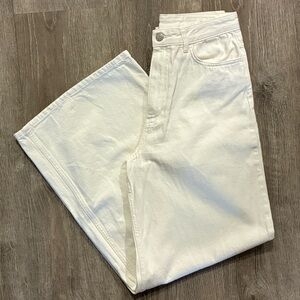 Zara High Rise Wide Leg Jeans White